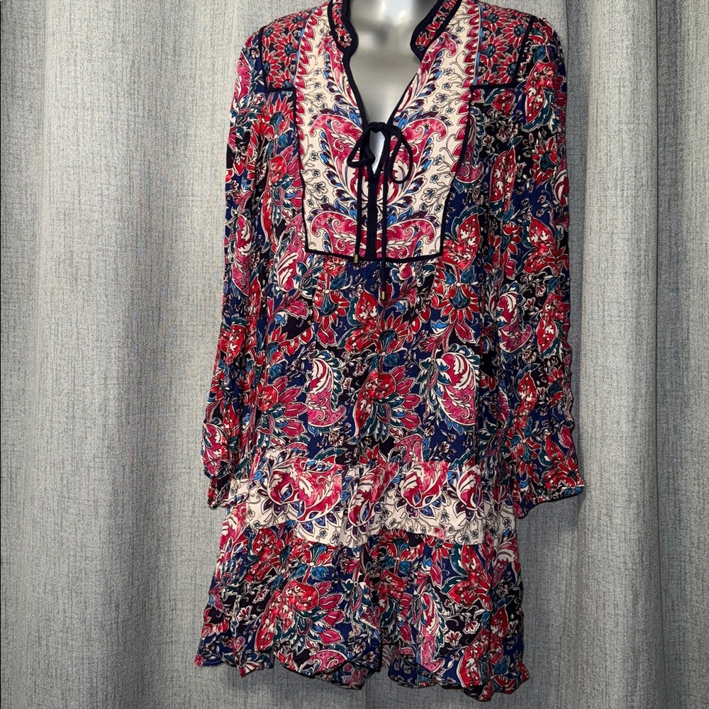 Anthropologie Pink and Blue Floral Dress